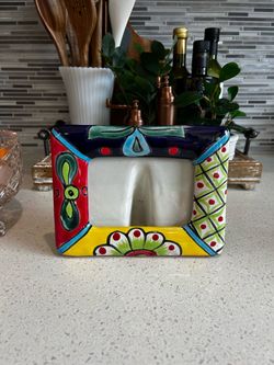 hand-painted Mexican Talavera ceramic picture frame