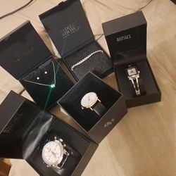Bracelet, Necklace, Pierced Earrings, Watch