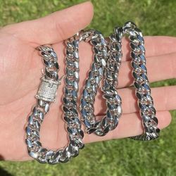 14k Gold Filled Miami Cuban Link 14mm or 10mm Unisex Chain Featuring Micro Pave Cubic Zirconia Double Safe Box Lock Clasp