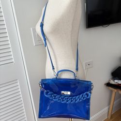 Steve Madden Briga shoulder bag blue transparent with a chain top handle