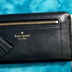 Kate Spade Wallet Billfold Large Continental Cameron Black With Tassel