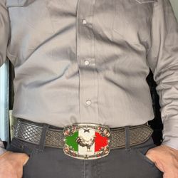 Mexican Flag Western Buckle