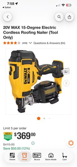DEWALT 20V MAX XR Cordless Roofing Nailer