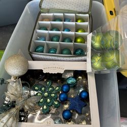 Ornaments And 6-7 Ft Artificial Christmas Tree. 