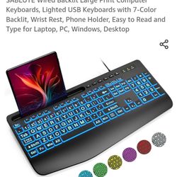 Wired Backlit Large Print Computer Keyboard