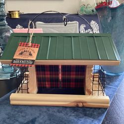 Wood link Wood Hanging/Post -mount Hopper Bird Feeder