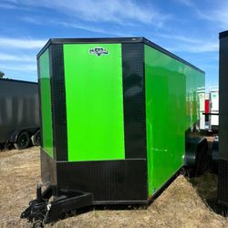 💚 Lime Green 7x16 Cargo Trailer | Blackout | A/C + Concession Ready | Rent-to-Own! 🔥