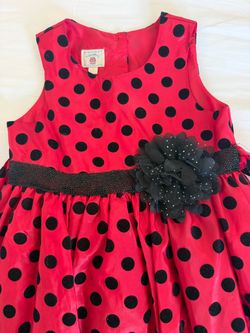 Girls Red Black Polka Dot Dress
