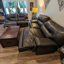 Brown Leather Sofas (2) Recliners 