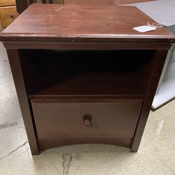 Brown Single Drawer Nightstand w/ Shelf