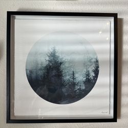 Forest Painting Glass On Top Wood Black Frame