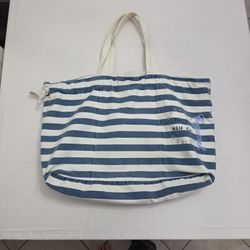 Cotton Beach Tote Summer Striped Blue + White