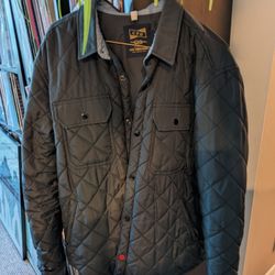 Urban Outfitters CPO Provisions Quilted  Field Jacket w/ Suede Leather Elbow Patches & Collar - L, Large - Black