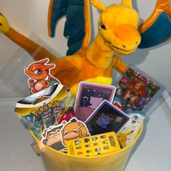 Charizard Pokemon Plush Bucket Ultra Rare Holographic Pokemon Card Collectible 