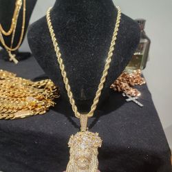 Rope Chain And pendant Combo gold Plated 