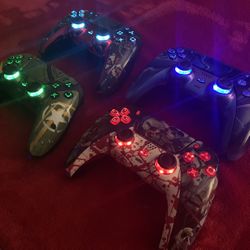 PS5 Premium Custom Controllers, 4 Button Backplate, LED Faceplate, Custom Faceplate, Custom Grips, PS5 Controller Case