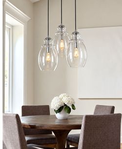 NEW Generation Lighting Marino Chrome Pendant Light P1484CH – Clear Glass