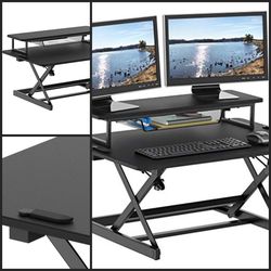 New Adjustable Standing Computer Desk Sit to Stand Riser & Converter Computer Laptop Dual Monitor