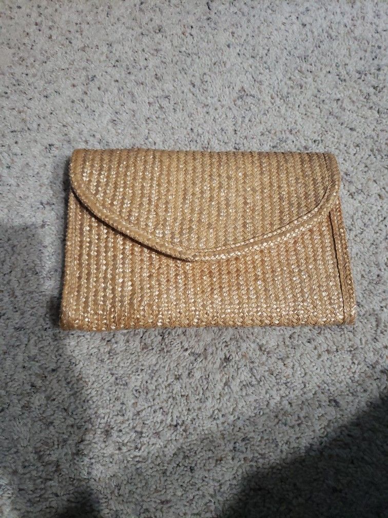 Woven Straw Envelope Clutch Bag / Purse