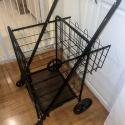 Folding Jumbo Shopping Cart w/ Double Baskets – Heavy Duty – Like New!