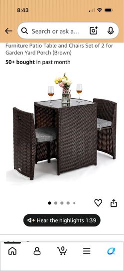 Bonnlo 3 PCS Wicker Outdoor Patio Bistro Set - Compact and Cozy