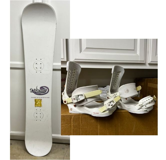 Union Trilogy Women’s Bindings & Liquid All White Snowboard 151 