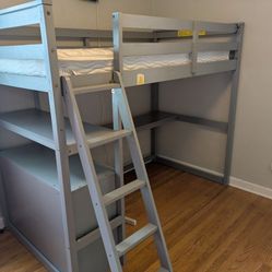 Kids Twin Loft Bed With Drawers And Desk