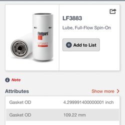 Fleetguard Oil Filter LF3883
