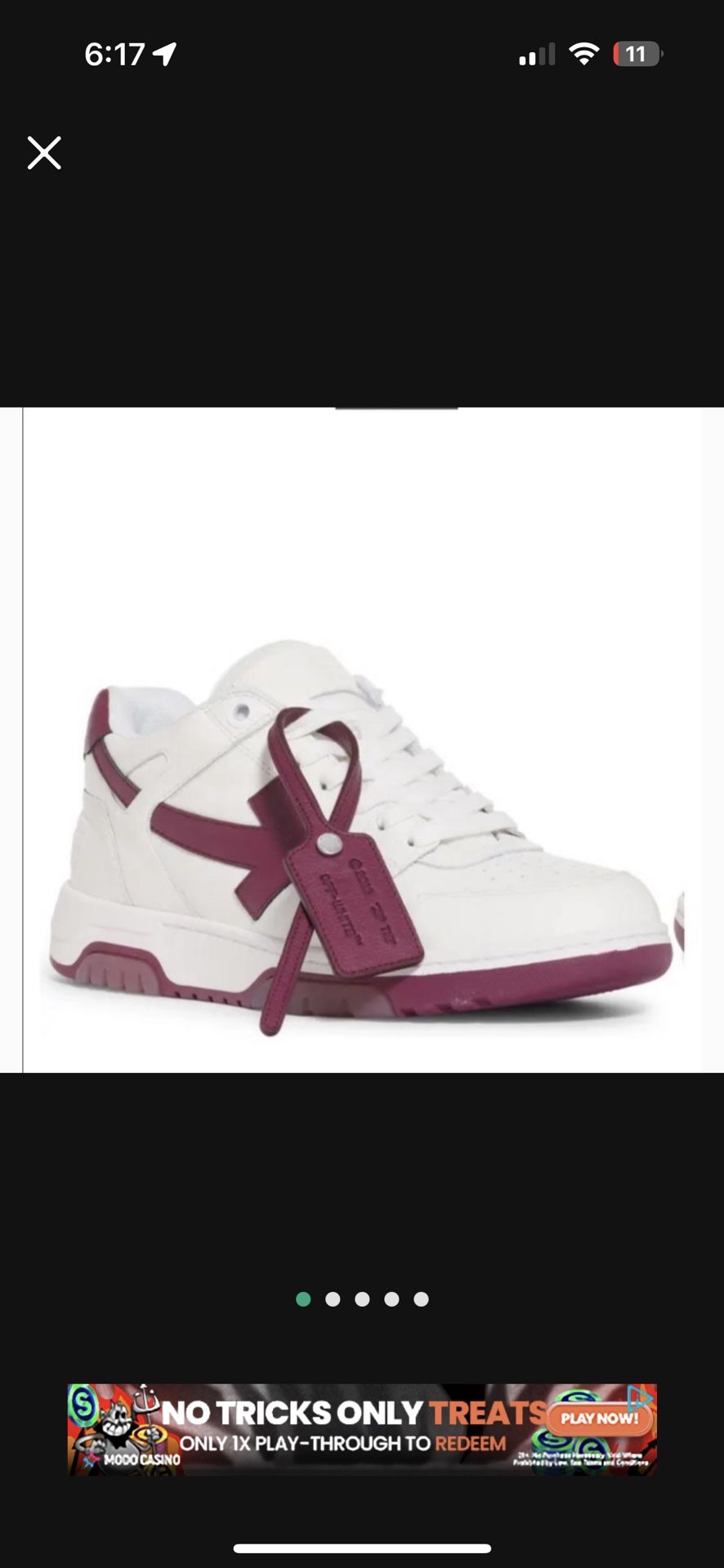 Off-White White & Burgundy Out Of Office Sneakers