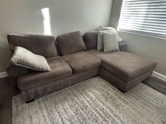 Brown Fabric Couch with L/H Chaise