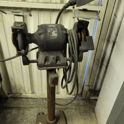 Stanley type 286 Bench Grinder with pedestal stand cast Iron Base