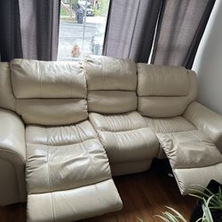 Cream Leather Couch
