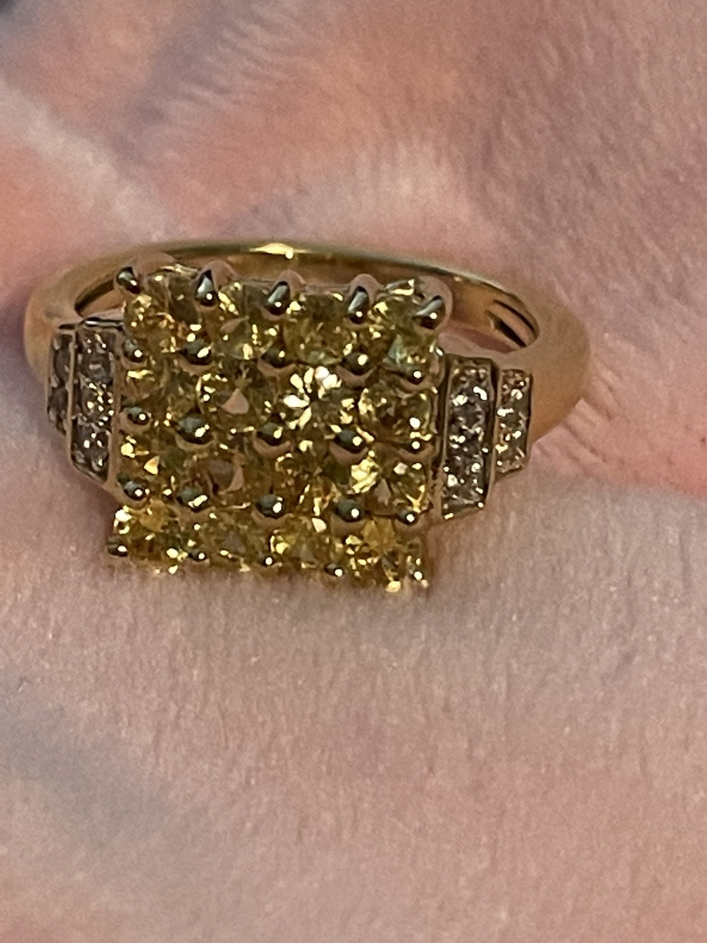 Yellow Sapphire and White Zircon Ring