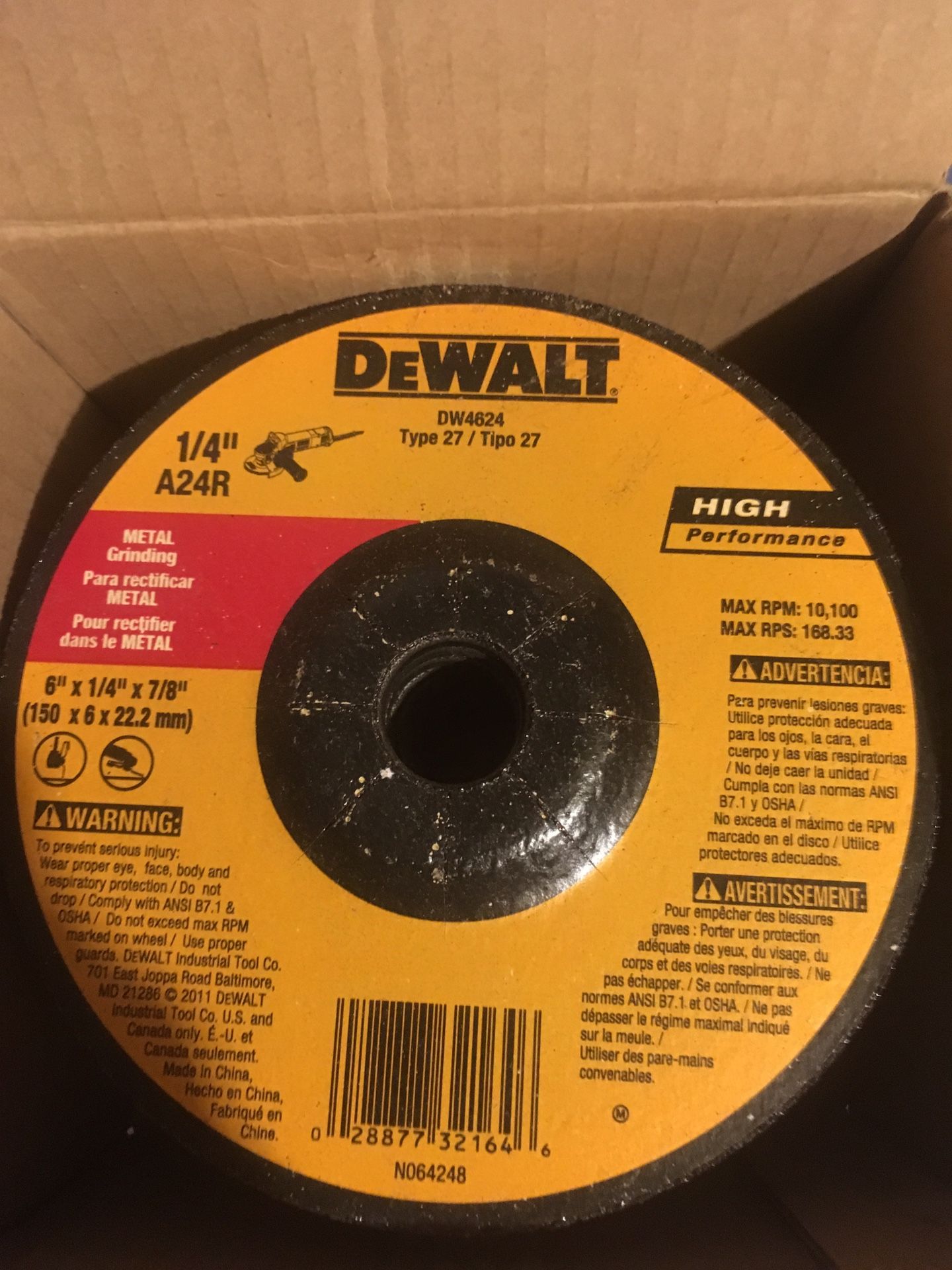 Dewalt 6”x1/4 “ grinding wheels