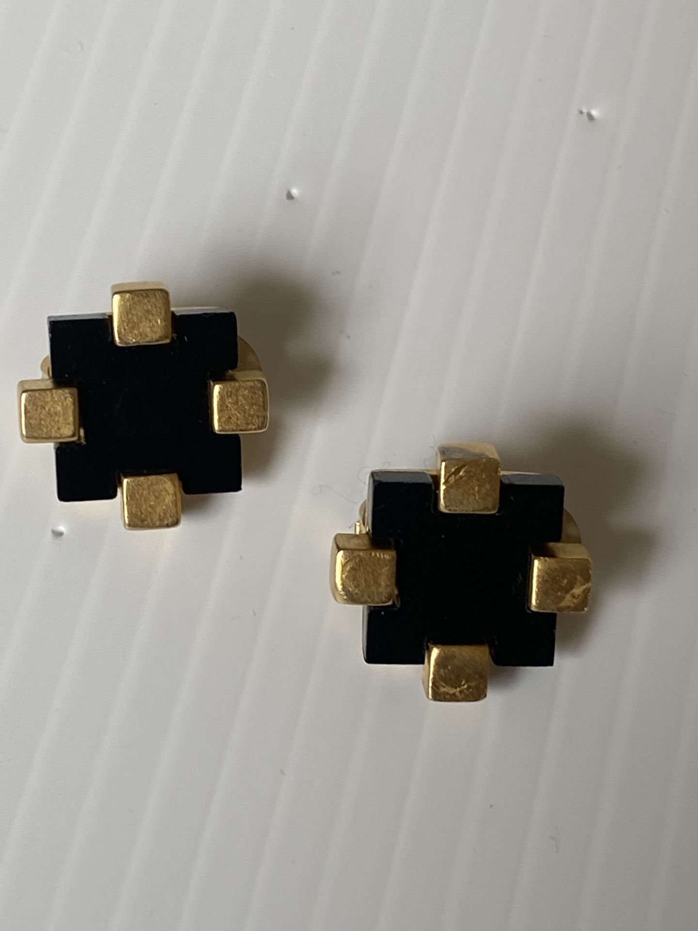 KARL LAGERFELD Vtg. Black/Gold plated Sterling earrings