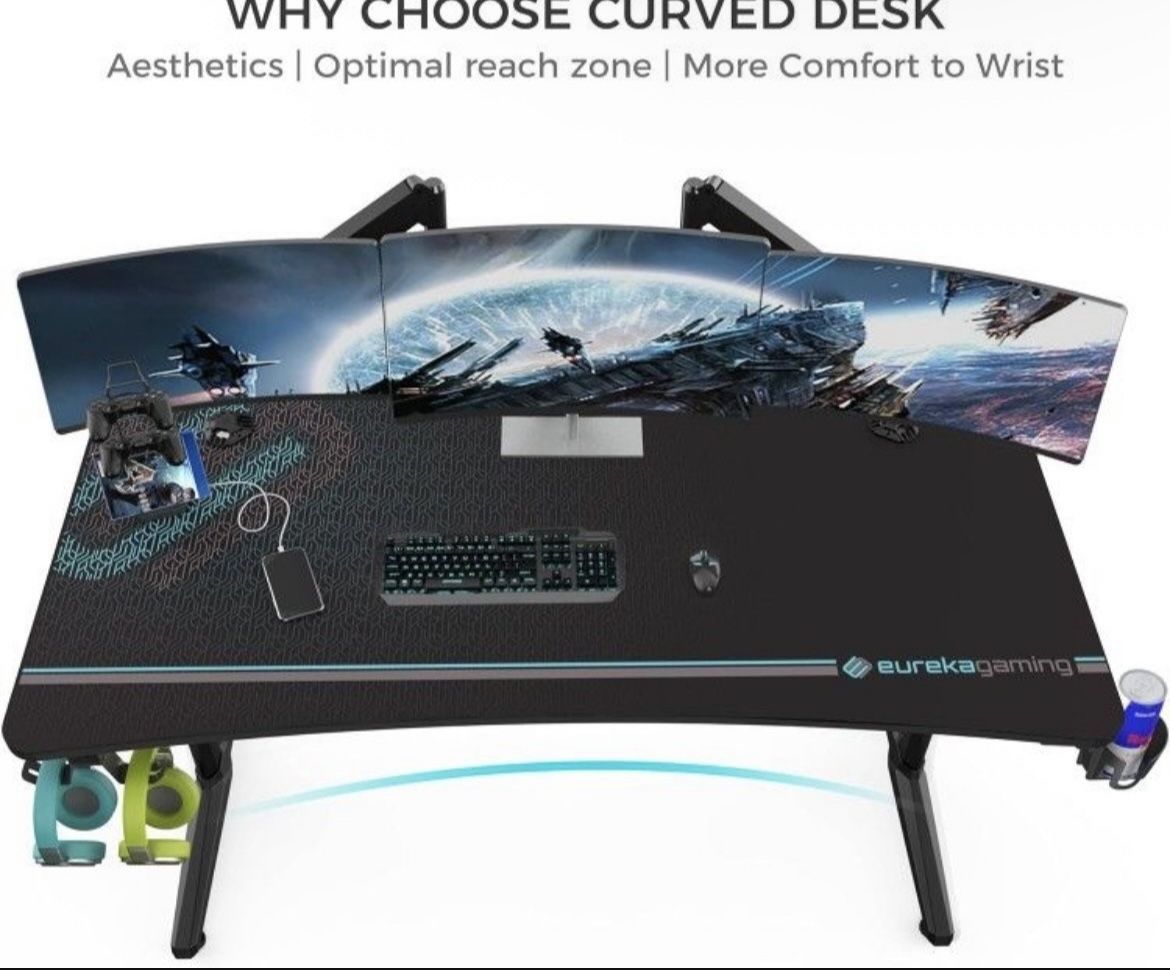 Eureka Ergonomic 60" Gaming Desk With Full Mouse Pad