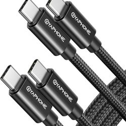 YAPHONE USB C Cable, 100W USB C to USB C Cable 2 Pack 3.3ft, USB Type C 2.0 PD Braided USB Charger Cord Compatible with Samsung Galaxy S21/S20/S10/A72