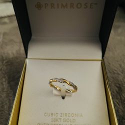 Primrose Cubic Zirconia 18kt Gold Over Sterling Silver Ring 