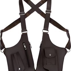 Double Shoulder Armpit Bag for Men, Anti-theft Bag with Double Shoulder Straps, Anti Theft Harness for Men Leather, Anti-theft Harness Wallet (Brown)
