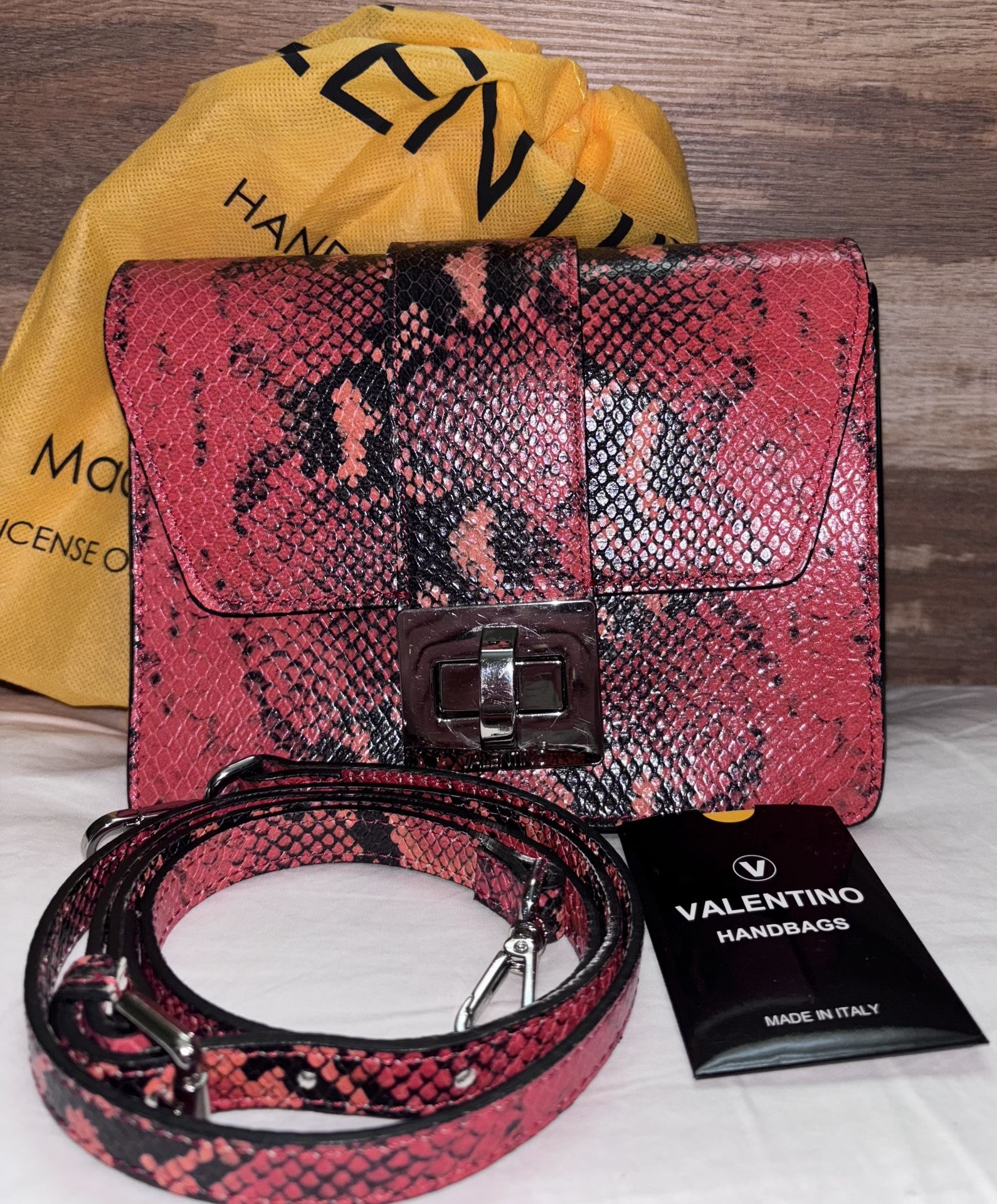 Mario Valentino Python Red Crossbody Full Inclusion