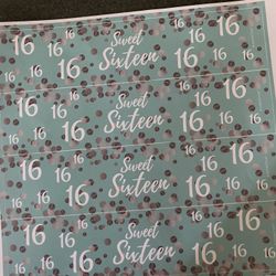 Sweet 16 Water Bottle Labels