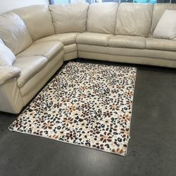 3PC CREAM LEATHER SECTIONAL COUCH W/ FREE DELIVERY 
