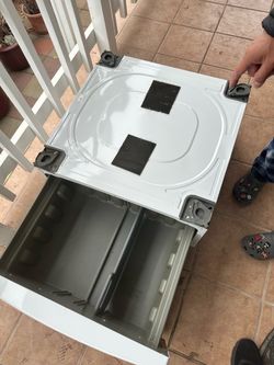 Washer/Dryer Laundry Pedestal with Storage Drawer – White