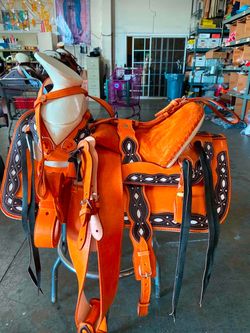 Montura charra de cuero con vistas