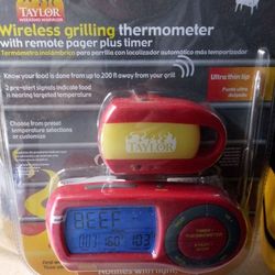 Taylor weekend warrior Wireless grilling thermometer with remote pager plus timer great for BBQ this fourth