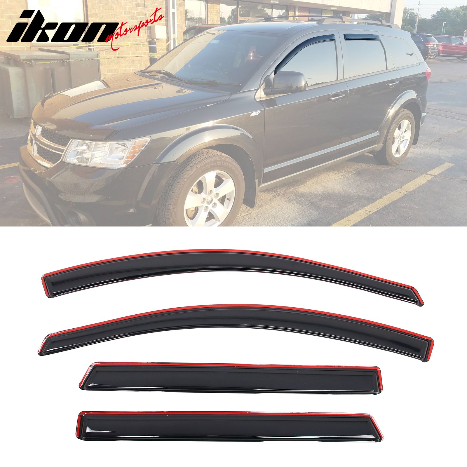 Fits 2009-2020 Dodge Journey Window Visors Vent Rain Sun Guards Deflector In-Channel