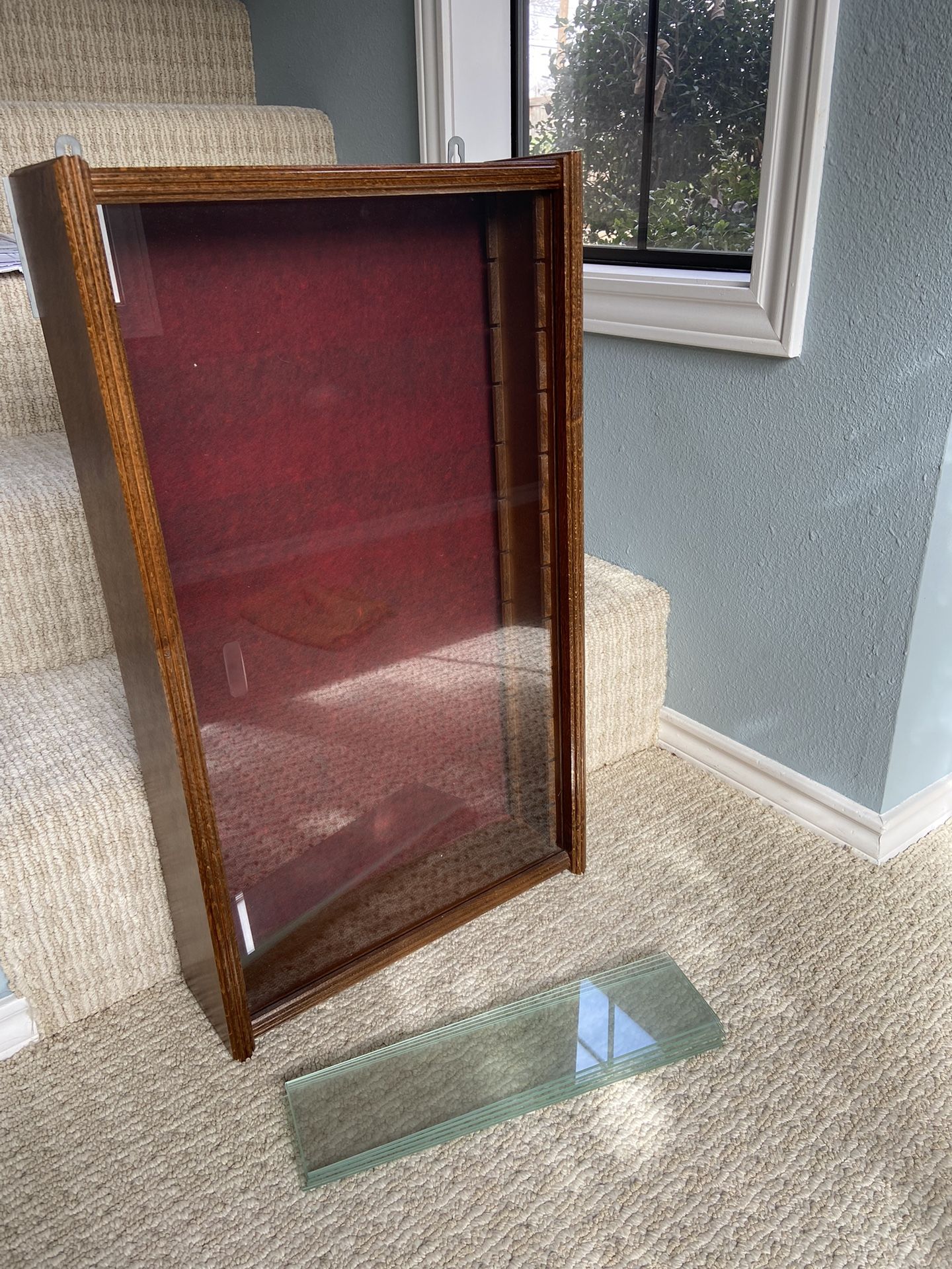 Chestnut Wall Glass Shelves (6) Cabinet