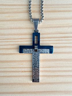 English Laundry Silver Chain Necklace with Cross Pendant — 26"