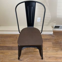 Metal Slat Back Chairs with Wood Seat