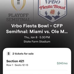 VRBO Fiesta Bowl Tickets (2)